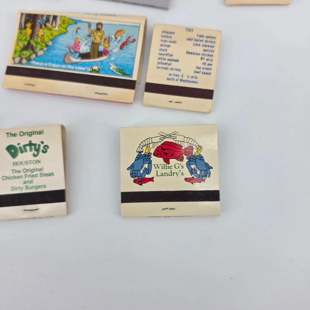 Vintage Texas Restaurant Matchbook Lot 10pc Houston Pappadeaux Kirbys Brenners